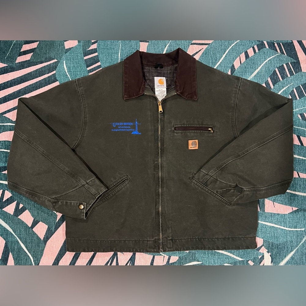 Vintage 2006 J97 Carhartt Detroit Canvas Blanket Lined Jacket Moss Color